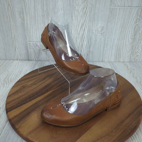 Frye Brown Leather Ballet Flats Womens Size 7.5 - Picture 1 of 12
